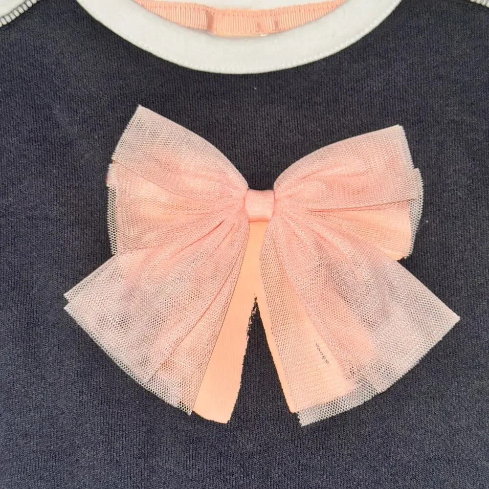 OshKosh B'gosh Long Sleeve T-Shirt Girl's Size 5T Blue White Pink Tulle Bow